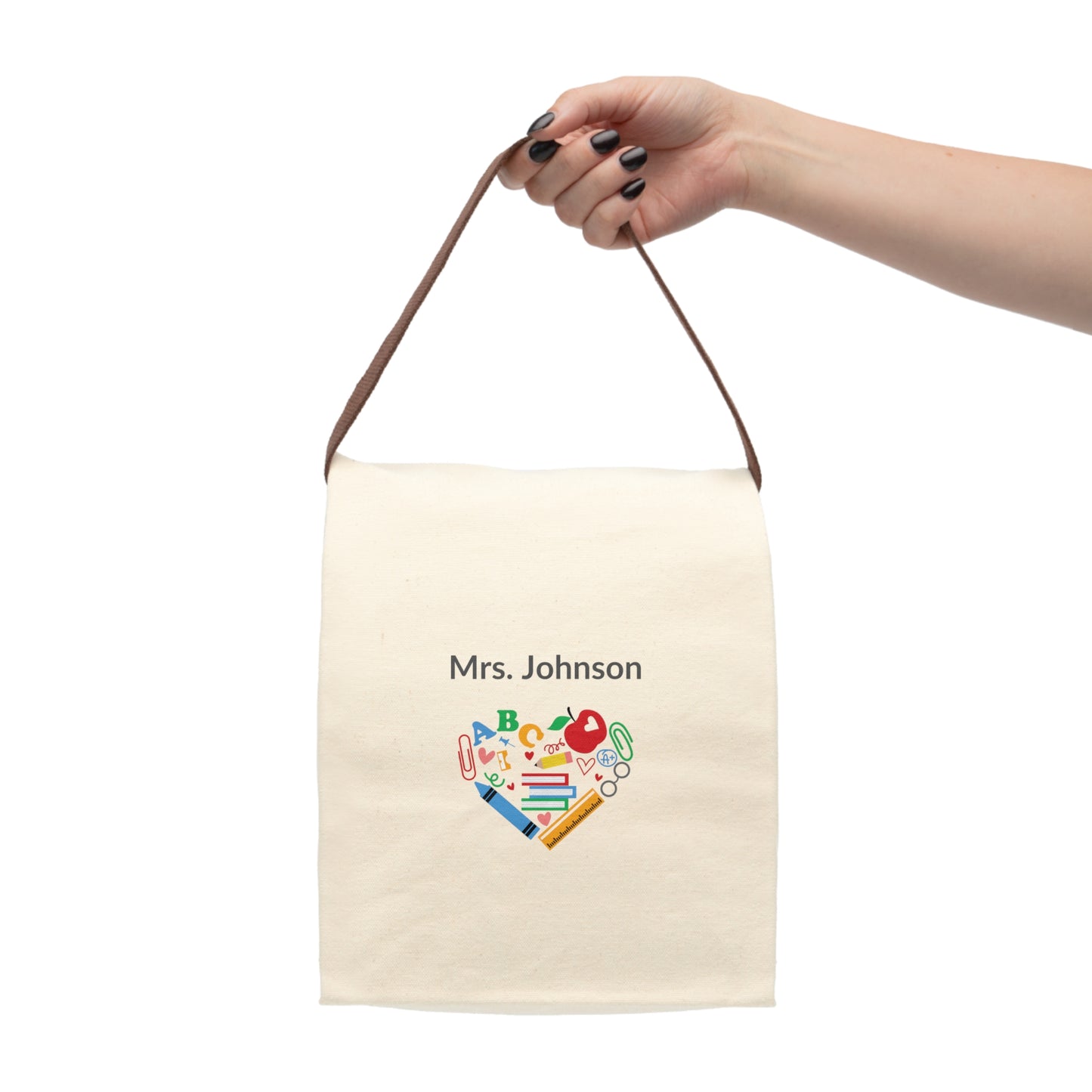 Teacher's Canvas Lunch Bag With Strap