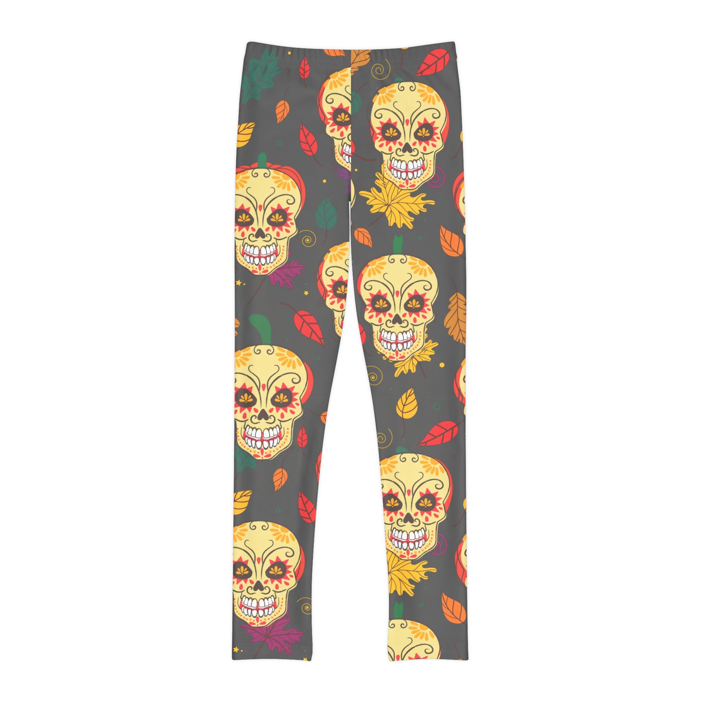 Girl's Pumkin Skull Full-Length Leggings