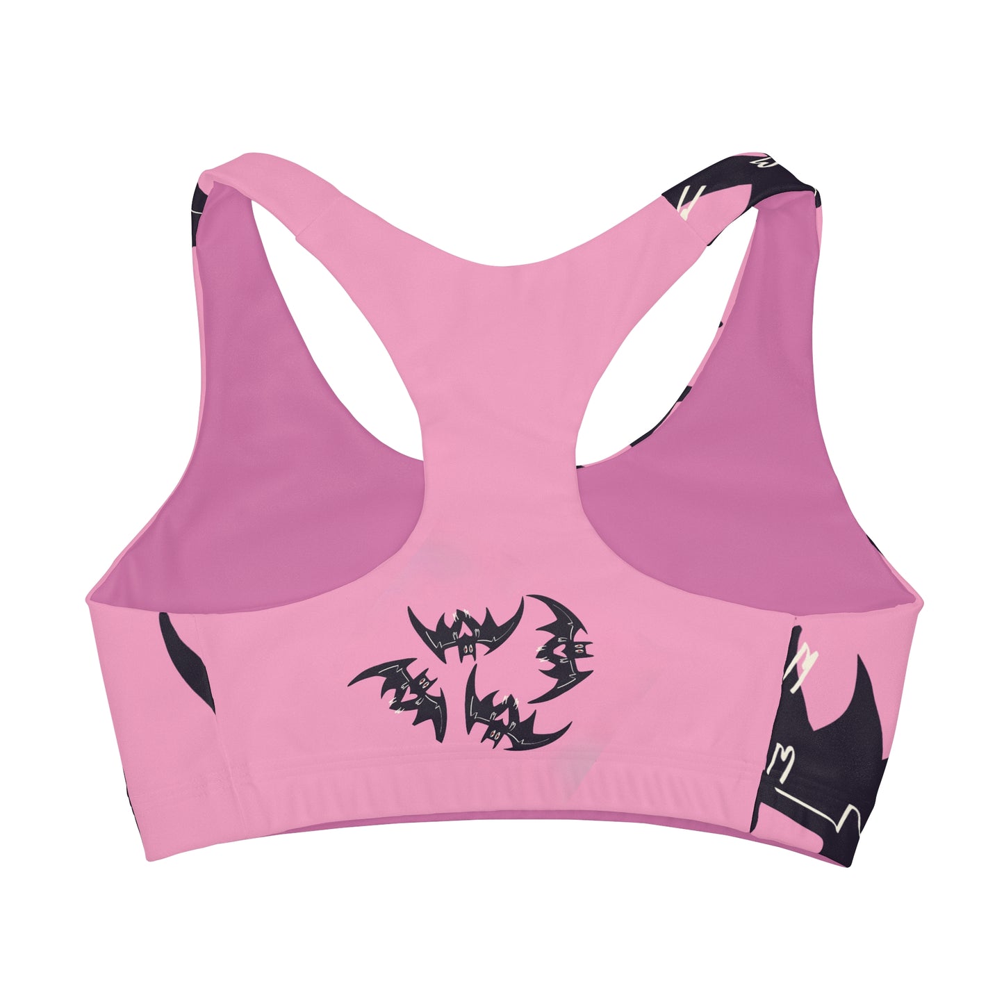 Pink Bats Girls Double Lined Seamless Sports Bra