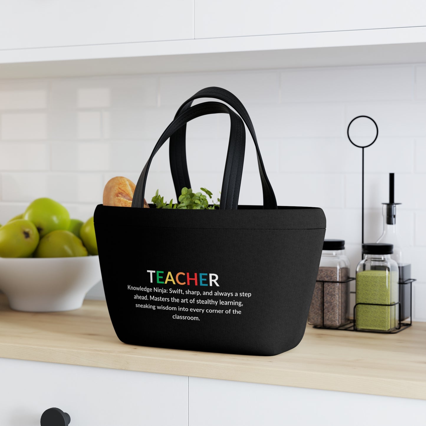 Teacher Lunch Tote Bag - Knowledge Ninja - Black