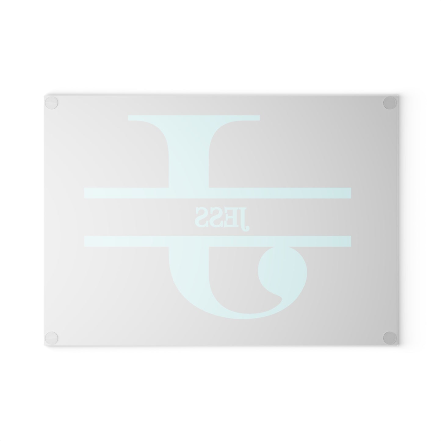 Jess - Personalized Monogram Glass Cutting Board – Aqua Initial J