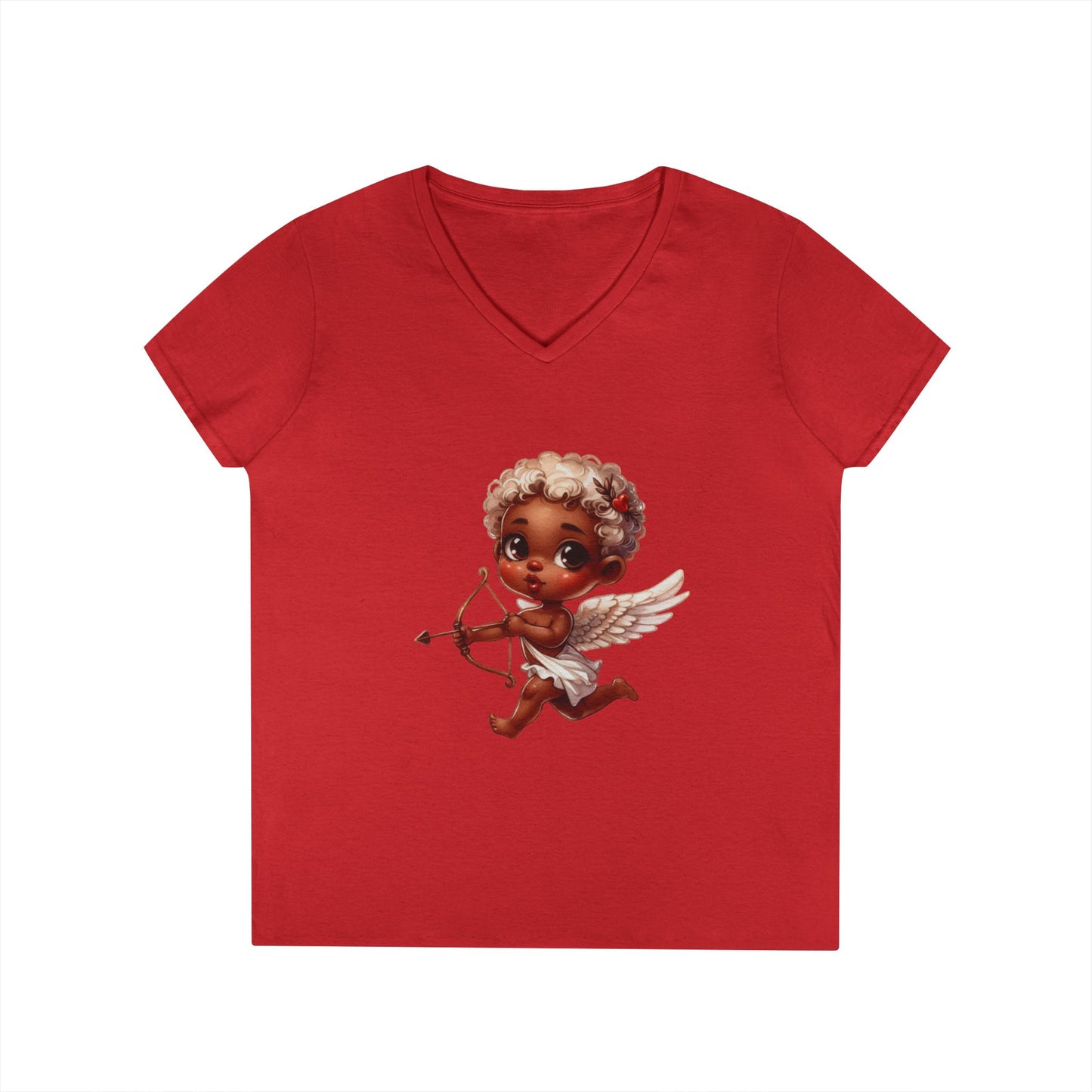 African American Baby Cupid 6 - Ladies' V-Neck T-Shirt