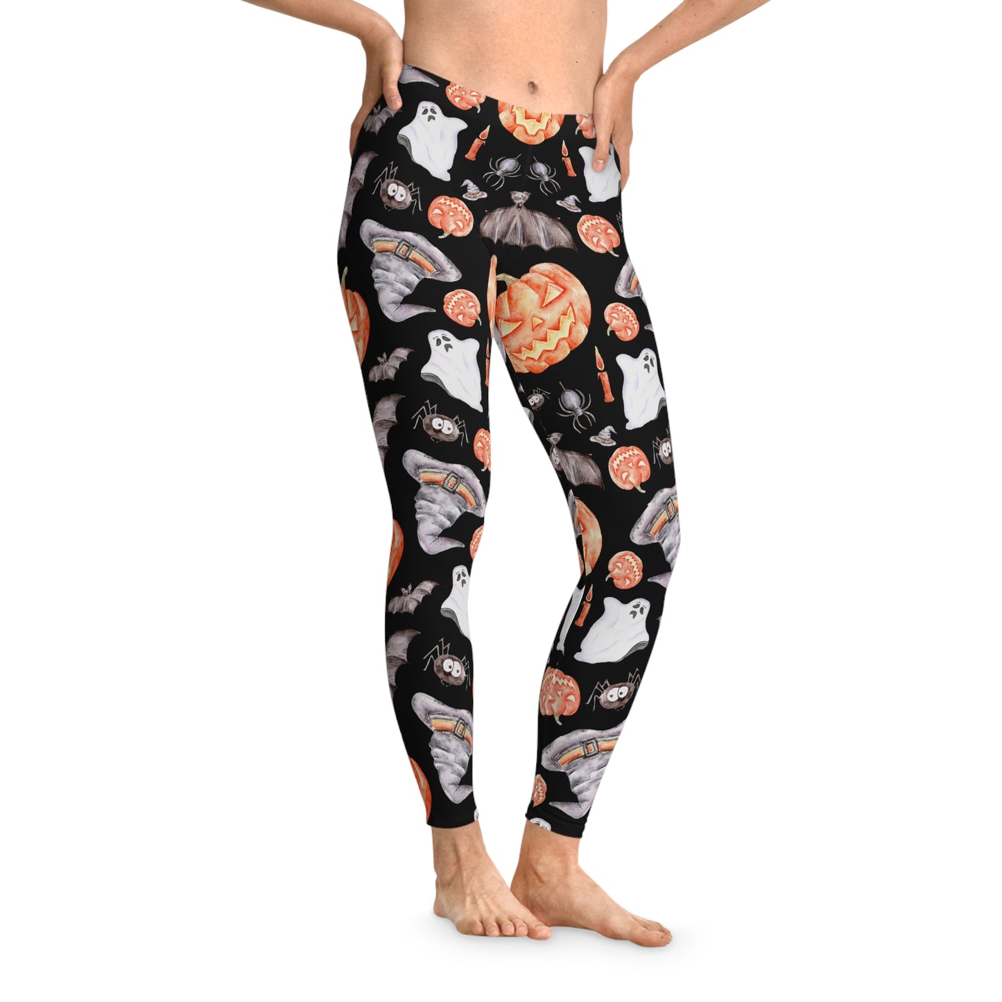 Pumkin and Ghost Print Stretchy Leggings