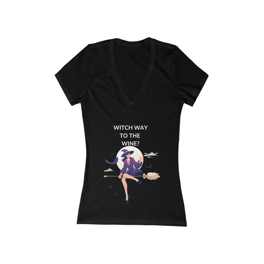 Witch Way Women's Short Sleeve Deep V-Neck Tee