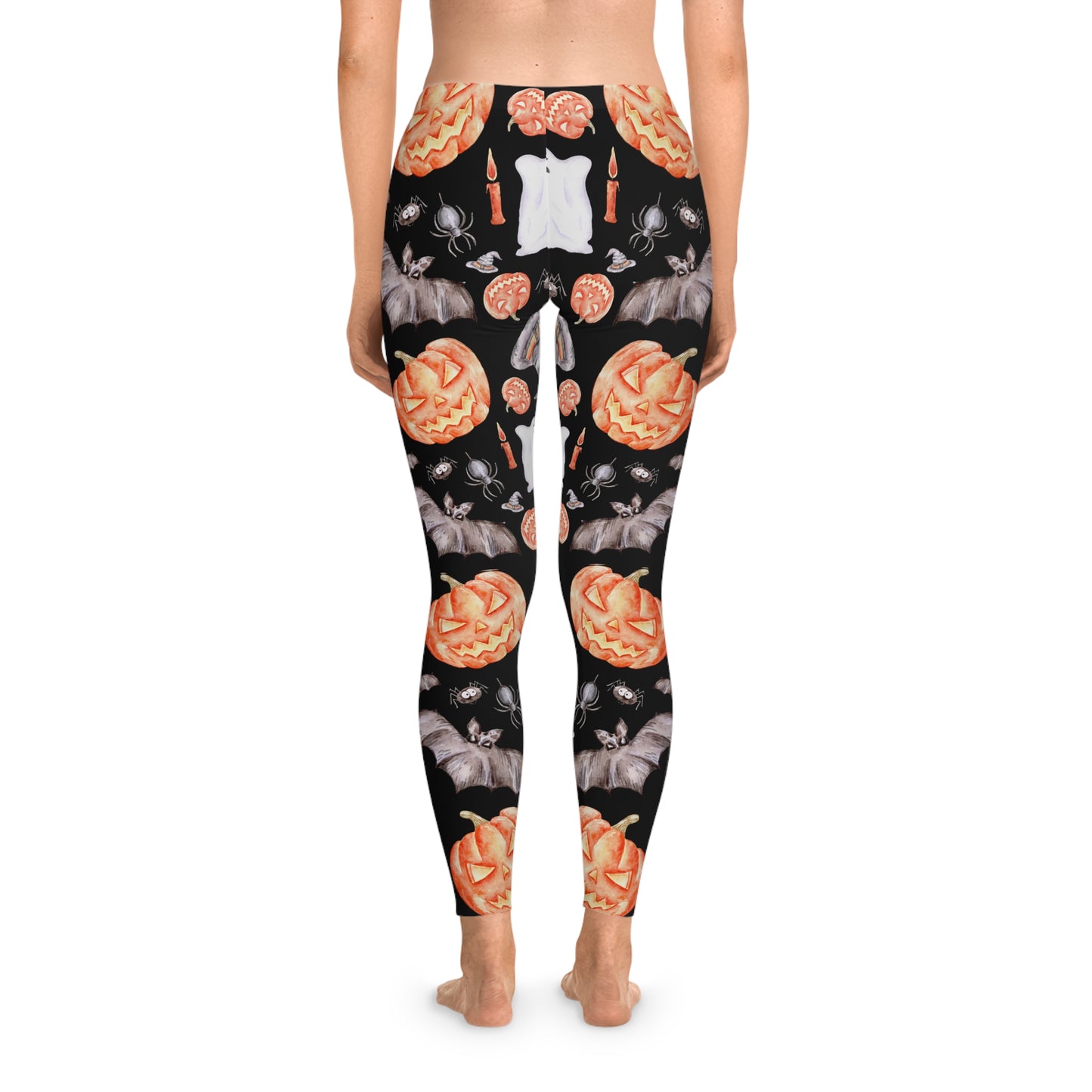 Pumkin and Ghost Print Stretchy Leggings