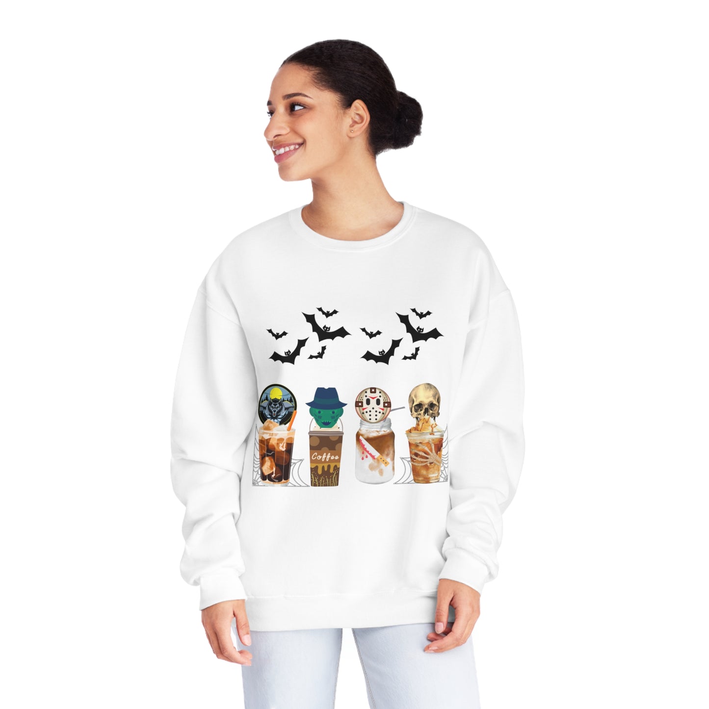 Coffee Cup Halloween Sweatshirt Coffee Lover Sweatshirt Skull Coffee Sweatshirt Halloween Sweatshirt