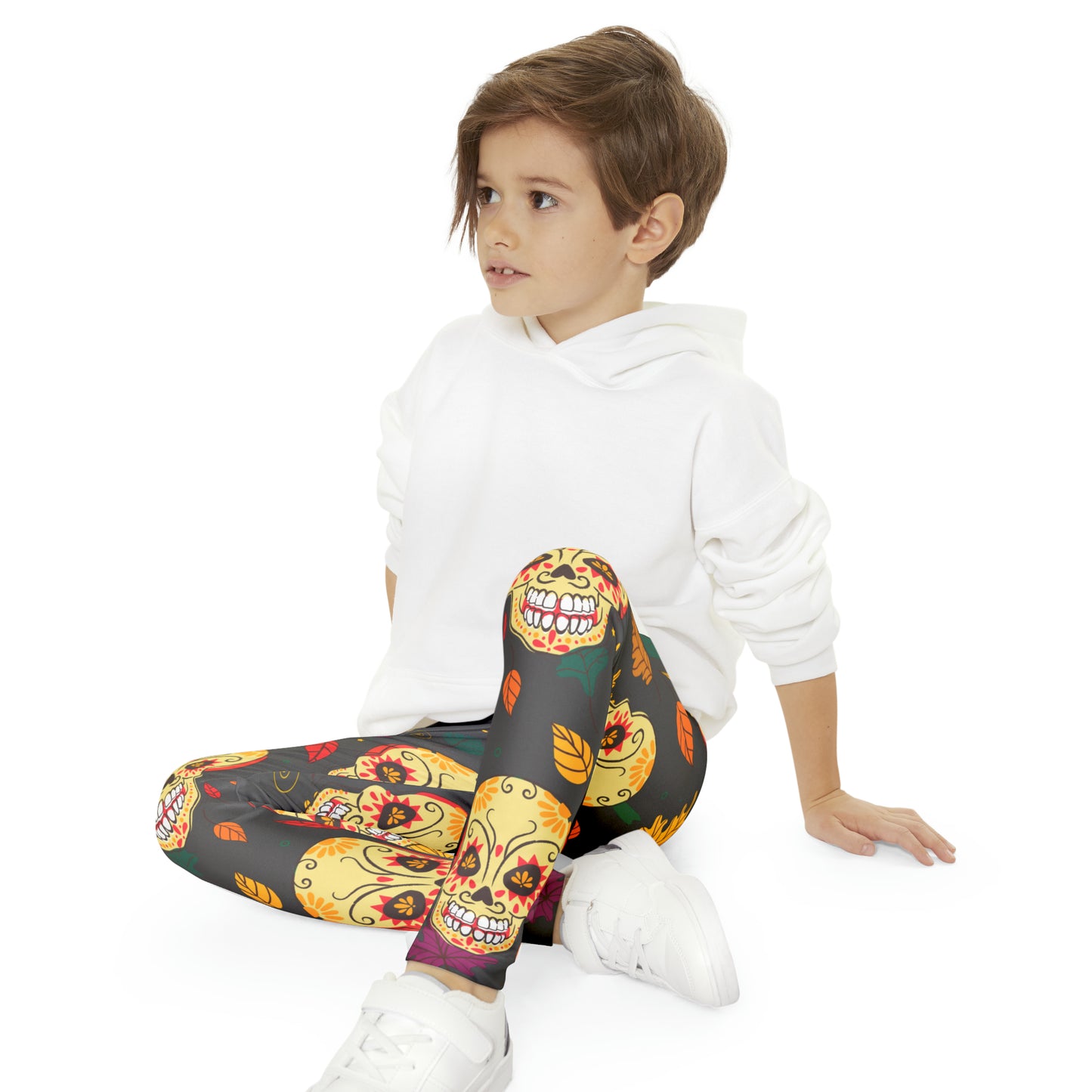 Girl's Pumkin Skull Full-Length Leggings