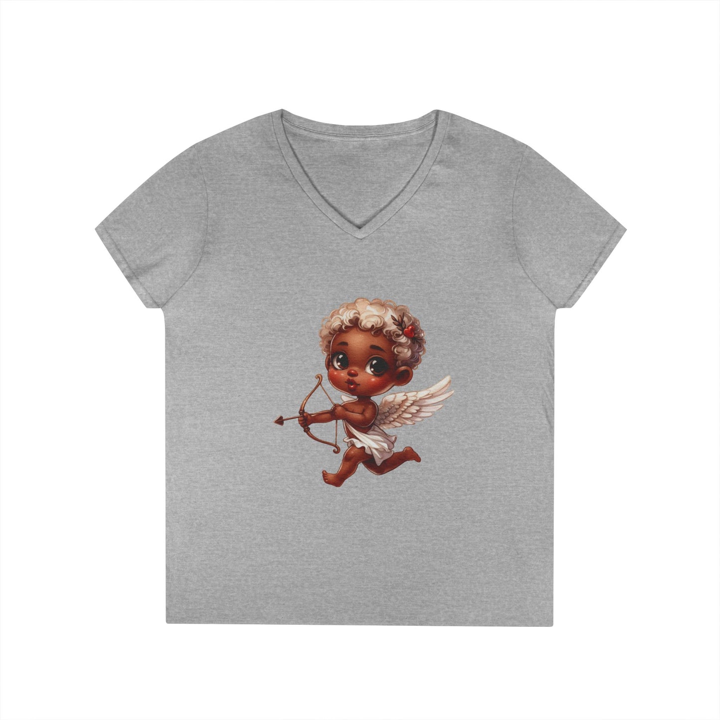 African American Baby Cupid 6 - Ladies' V-Neck T-Shirt