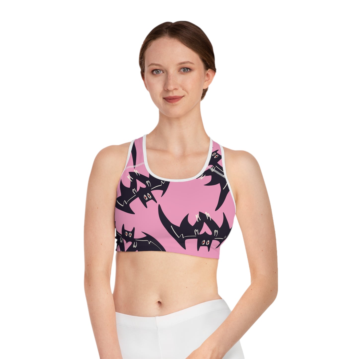 Pink Bats Sports Bra