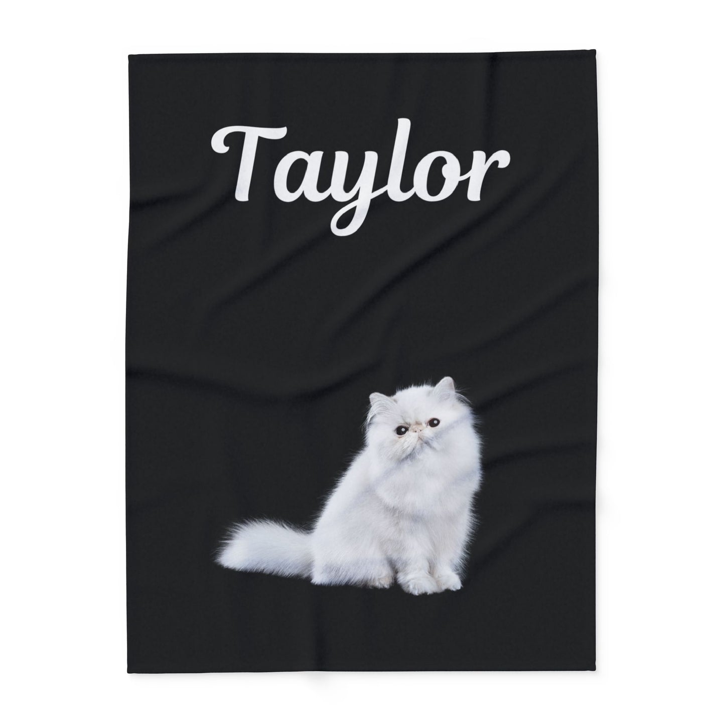 Custom Cat Photo Fleece Blanket - Black