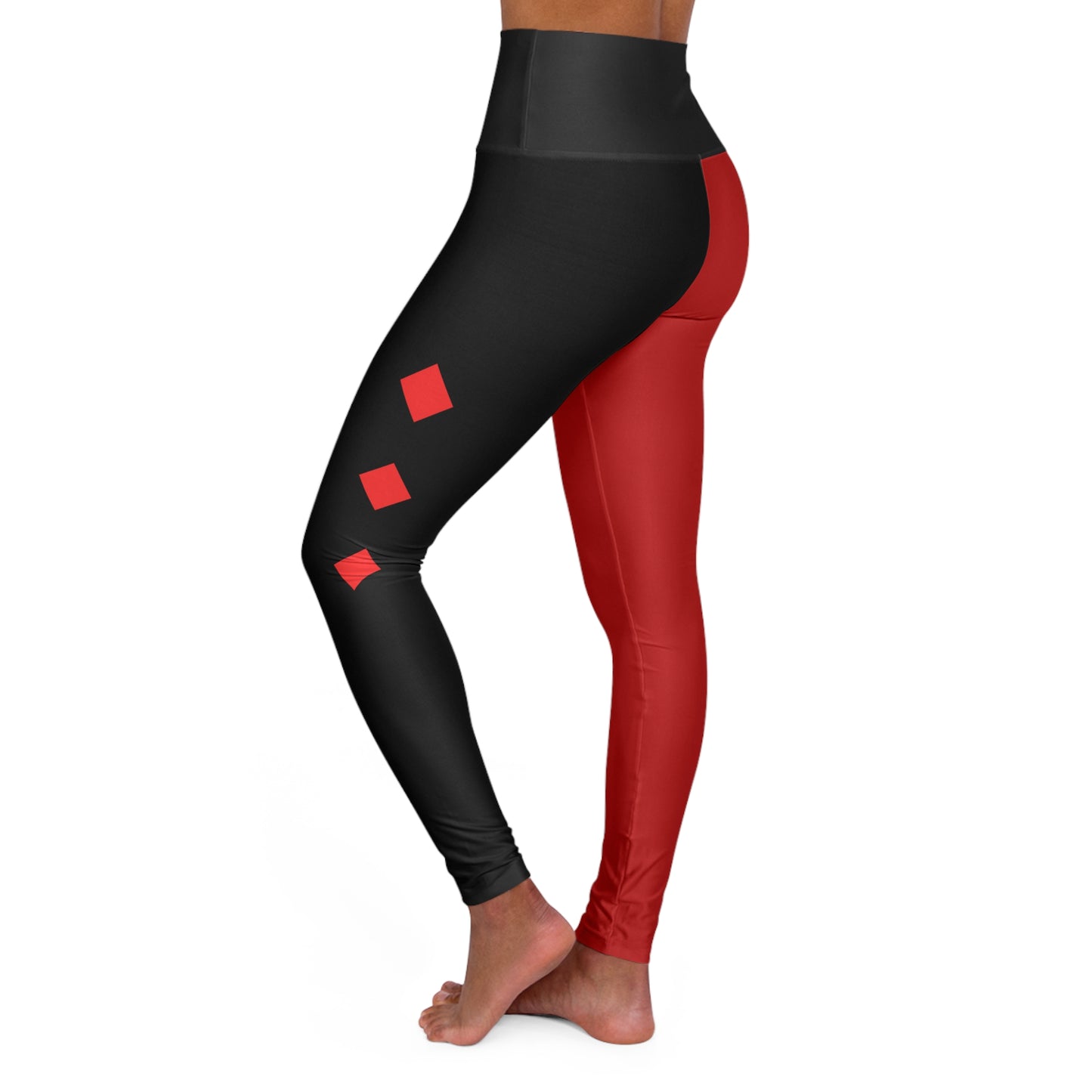 Quinn Harlequin Vintage Red & Black High Waisted Yoga Leggings