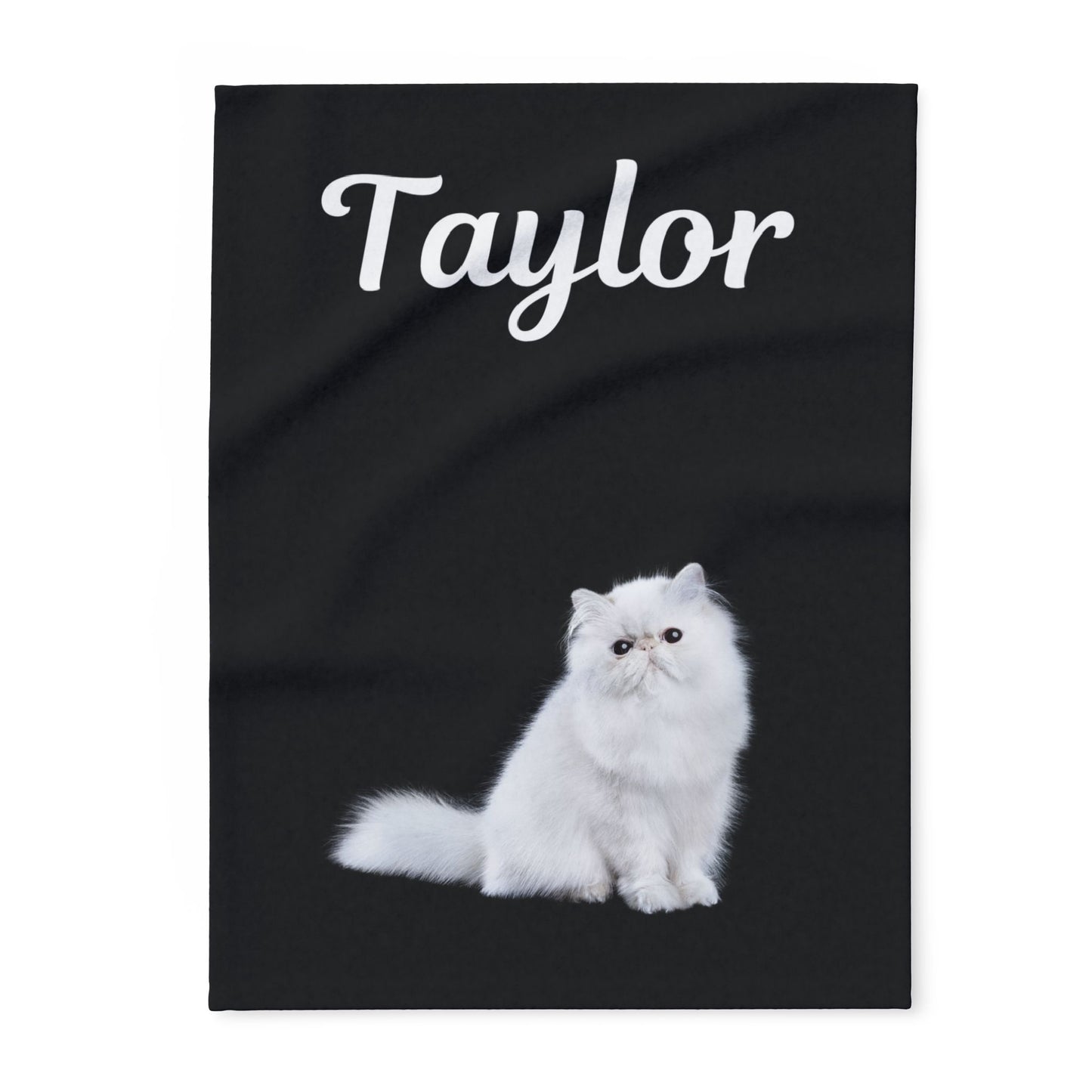 Custom Cat Photo Fleece Blanket - Black