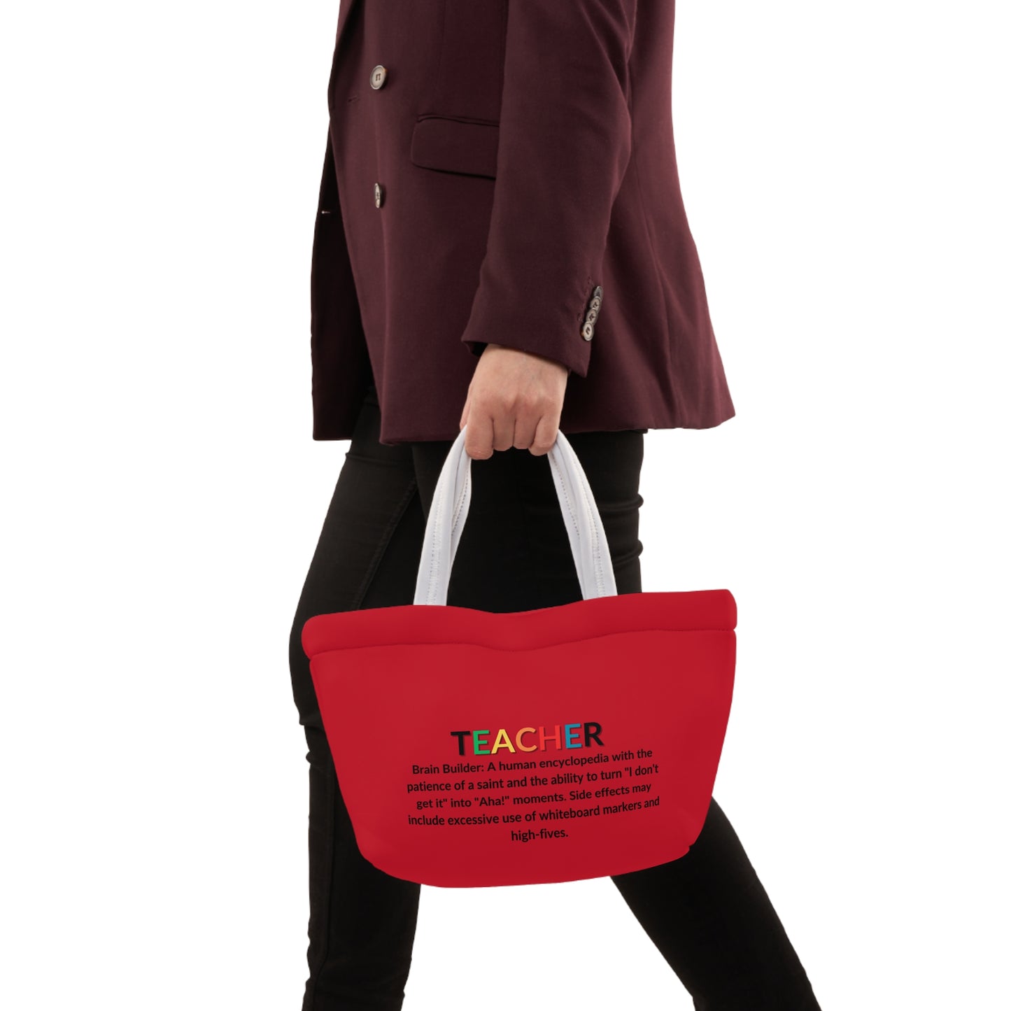 Teacher Lunch Tote Bag - Brain Builder - Red