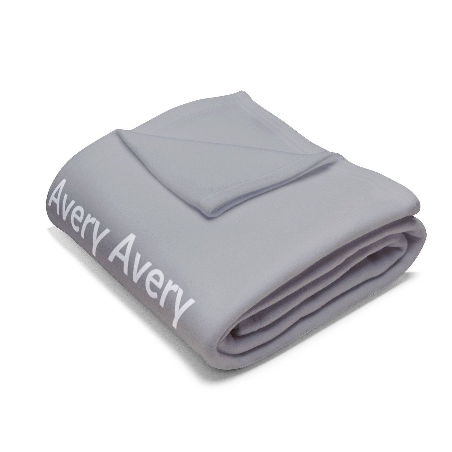 Custom Name Cozy Fleece Blanket For Kids - Light Grey