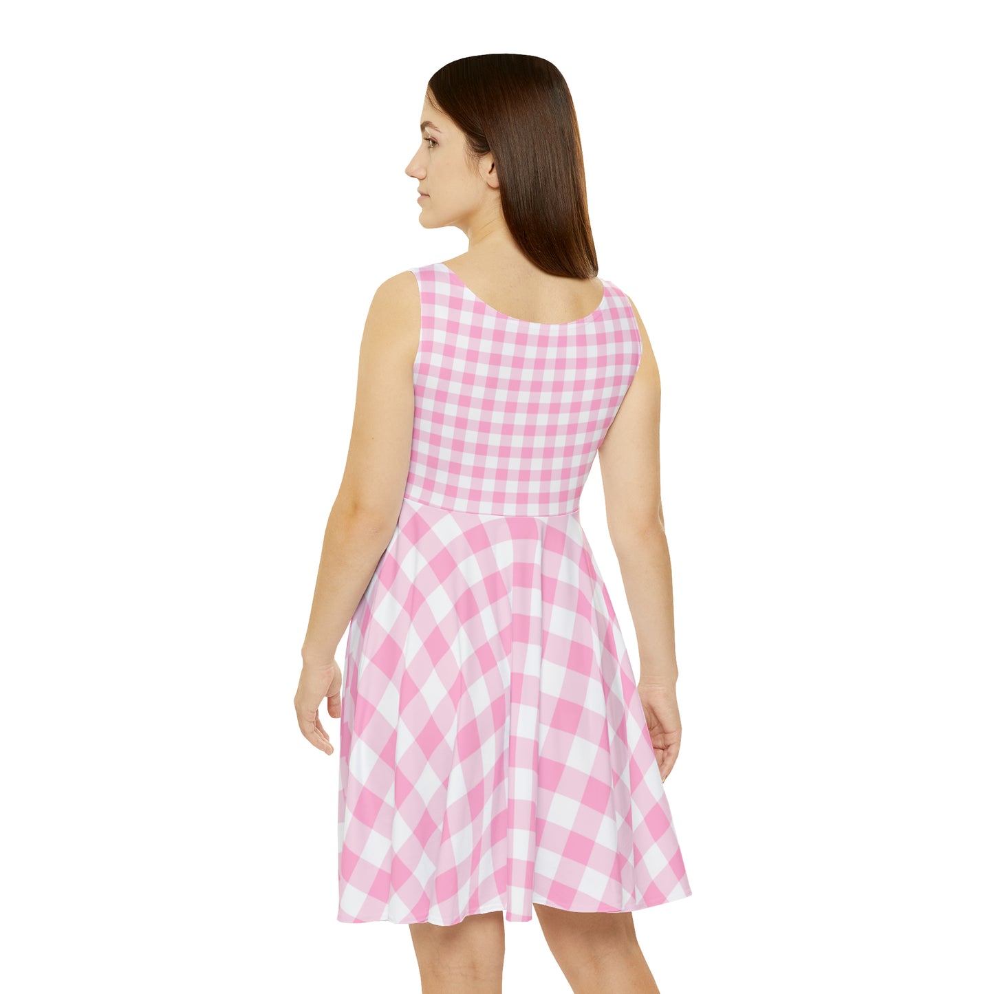 Barbie-Themed Pink Plaid Skater Dress