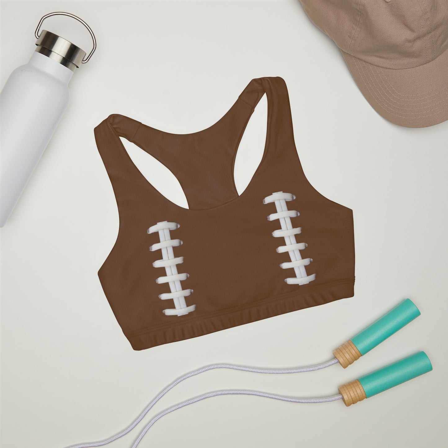 Girls Football Themed Double Lined Seamless Sports Bra