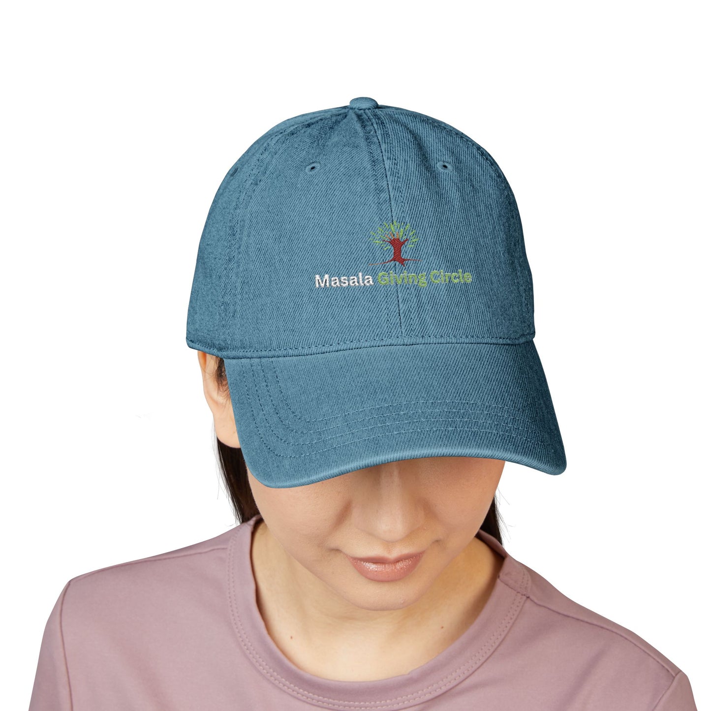 Masala Giving Circle Embroidered Denim Baseball Hat