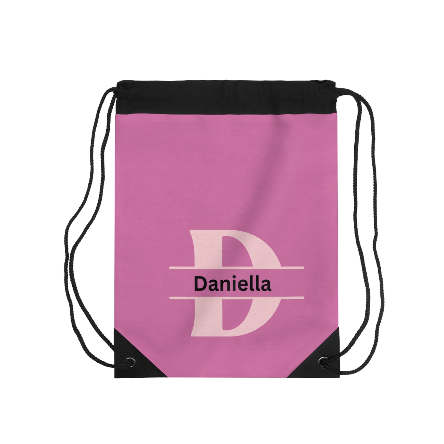 Pink Monogrammed Girls Drawstring Bag