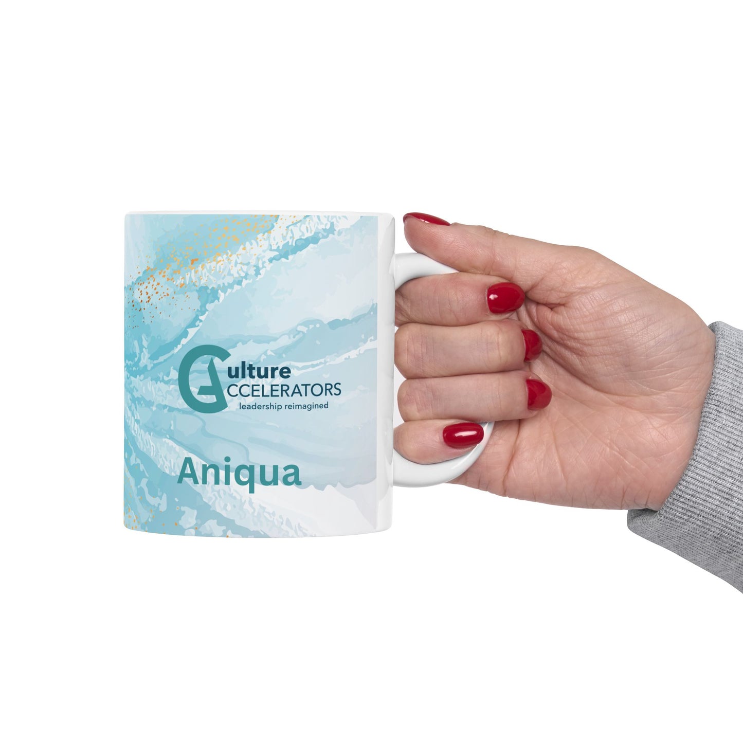 White Ceramic Mug with Ocean Background, (11oz)