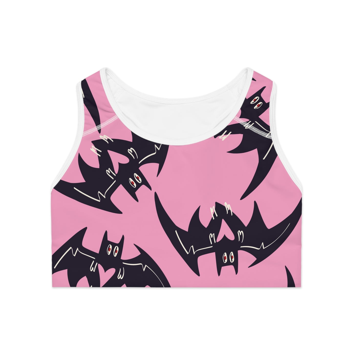 Pink Bats Sports Bra