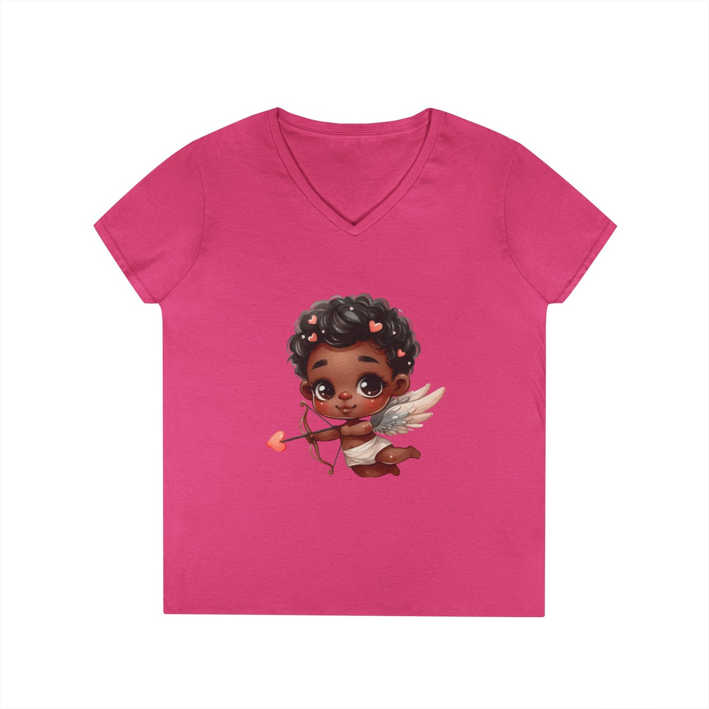 African America Baby Cupid 2 - Ladies' V-Neck T-Shirt