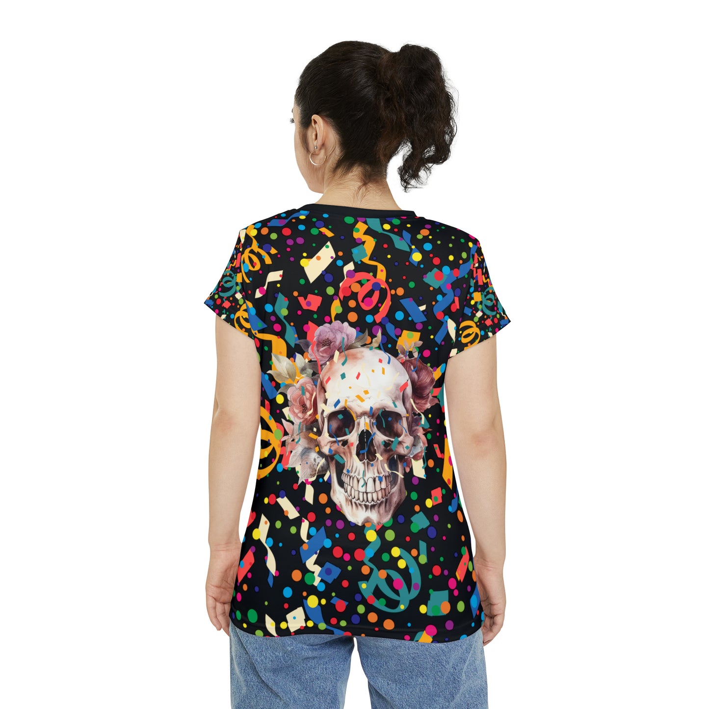 Romantic Skull Women's Short Sleeve Shirt (AOP)