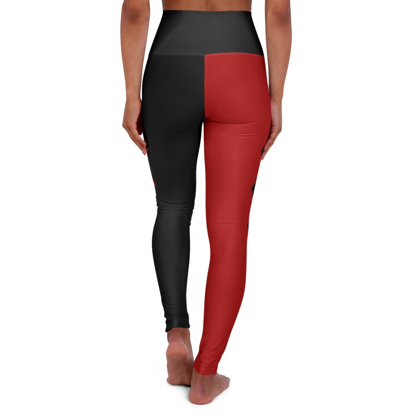 Quinn Harlequin Vintage Red & Black High Waisted Yoga Leggings