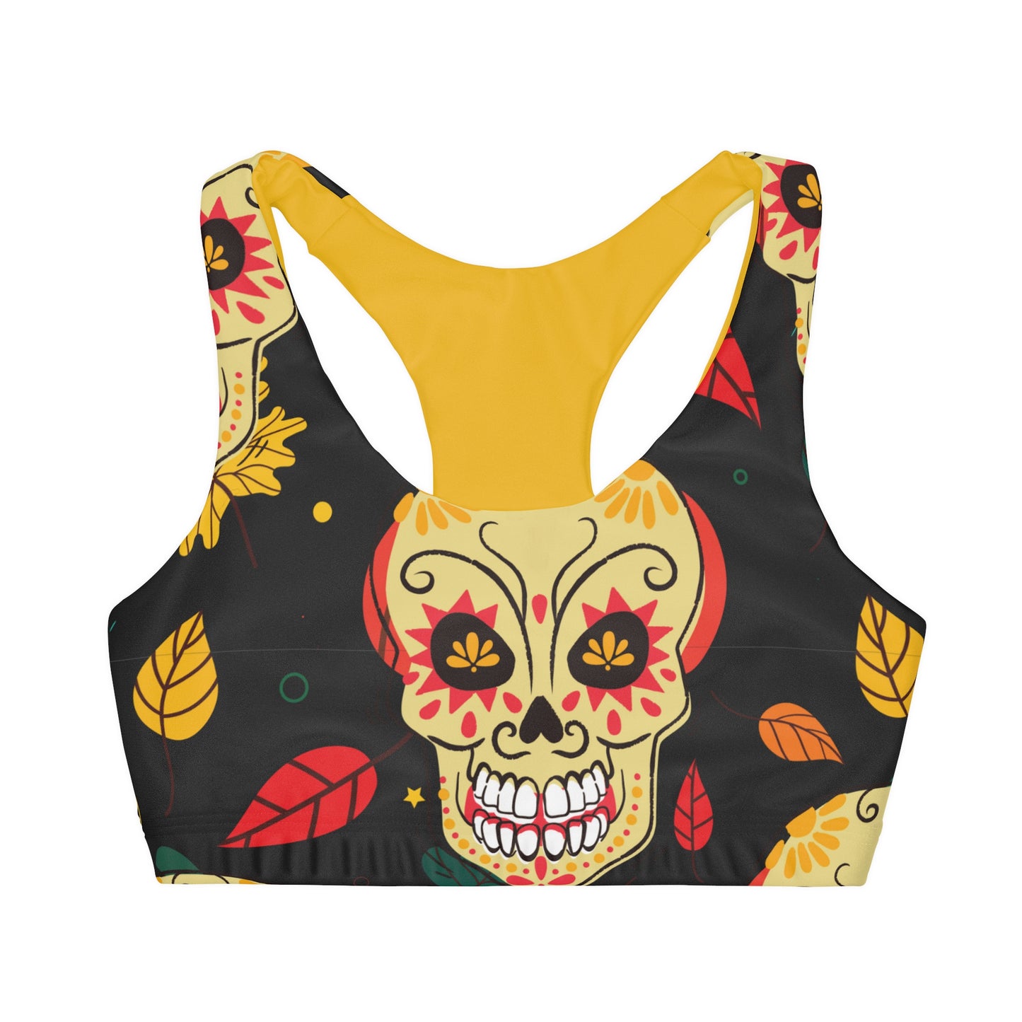 Girls' Pumkin Skull Double Lined Seamless Sports Bra