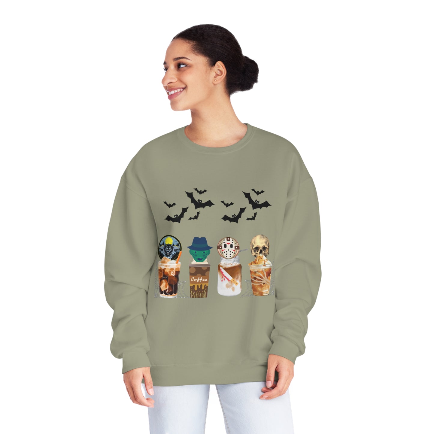 Coffee Cup Halloween Sweatshirt Coffee Lover Sweatshirt Skull Coffee Sweatshirt Halloween Sweatshirt