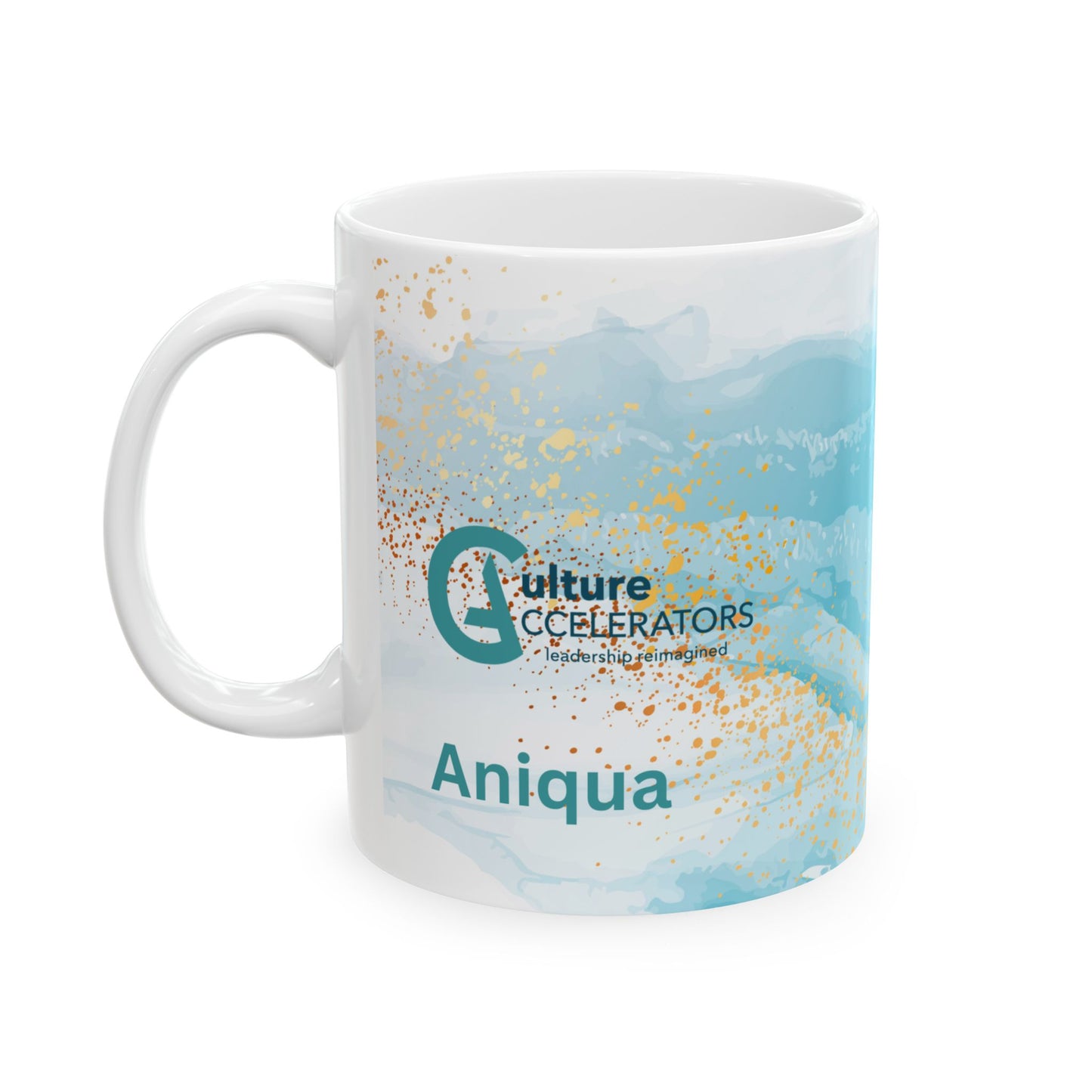 White Ceramic Mug with Ocean Background, (11oz)