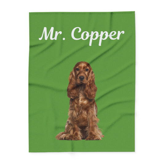 Custom Dog Photo Fleece Blanket - Green