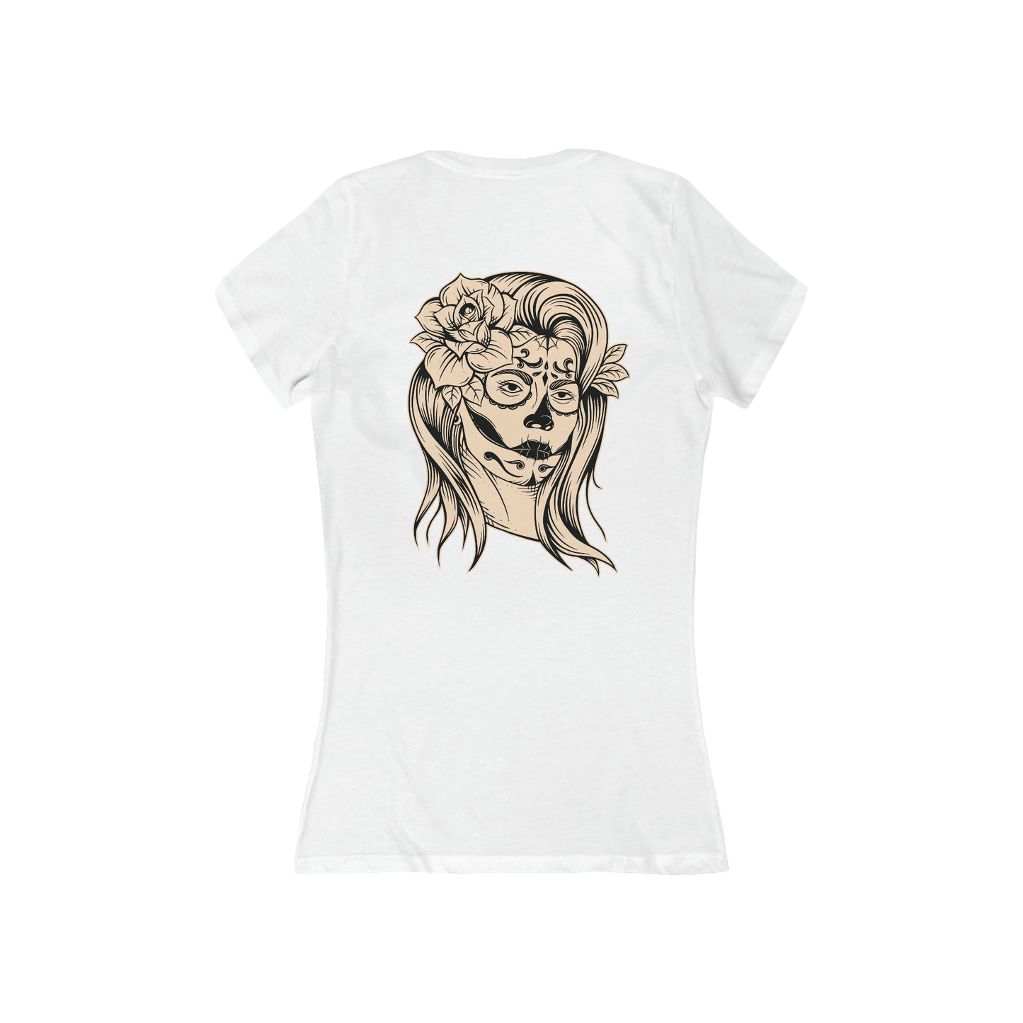 Sugar Skull Bronze Women's Short Sleeve Deep V-Neck Tee