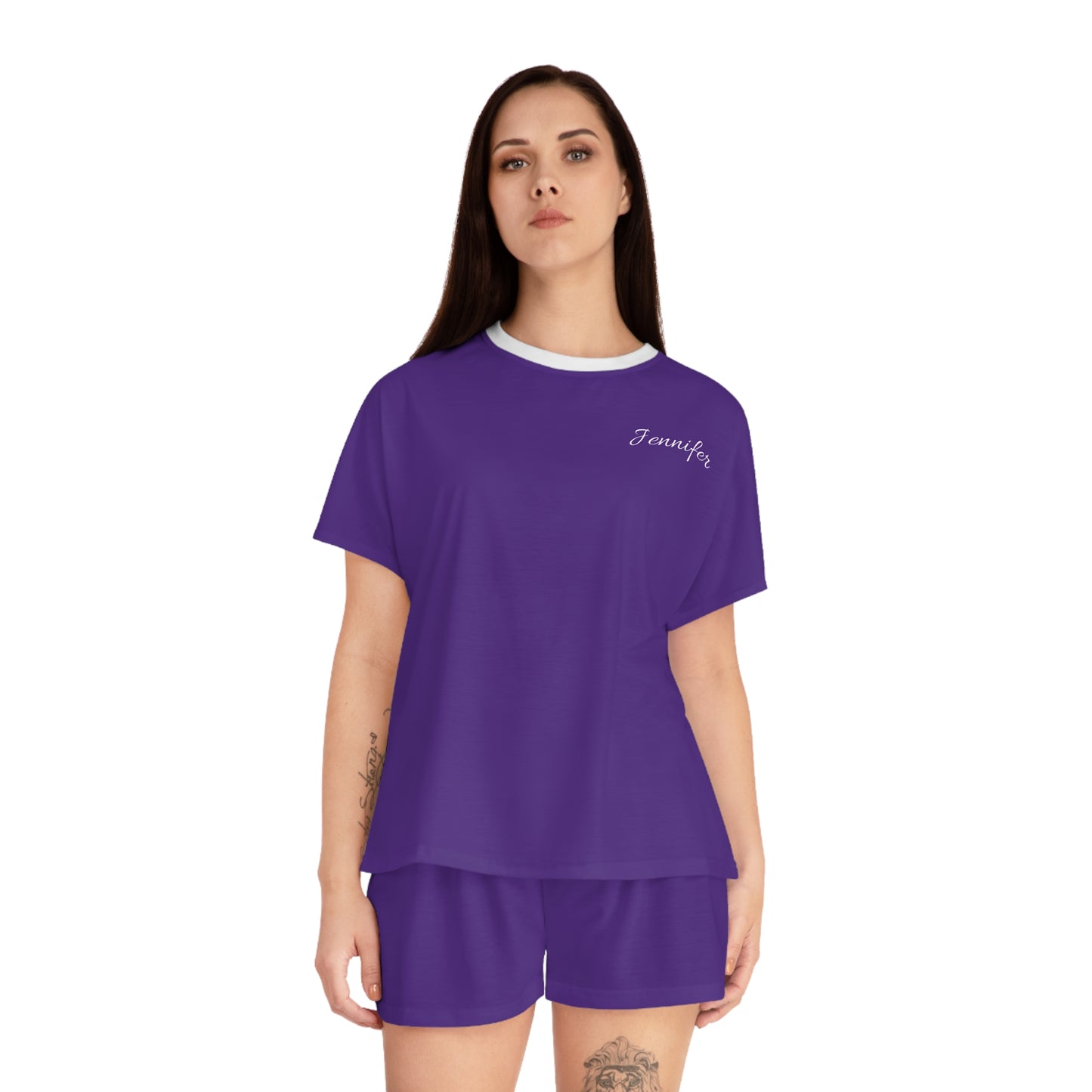 Personalized Silky Bride/Bridesmaids Short Pajamas - Dark Purple