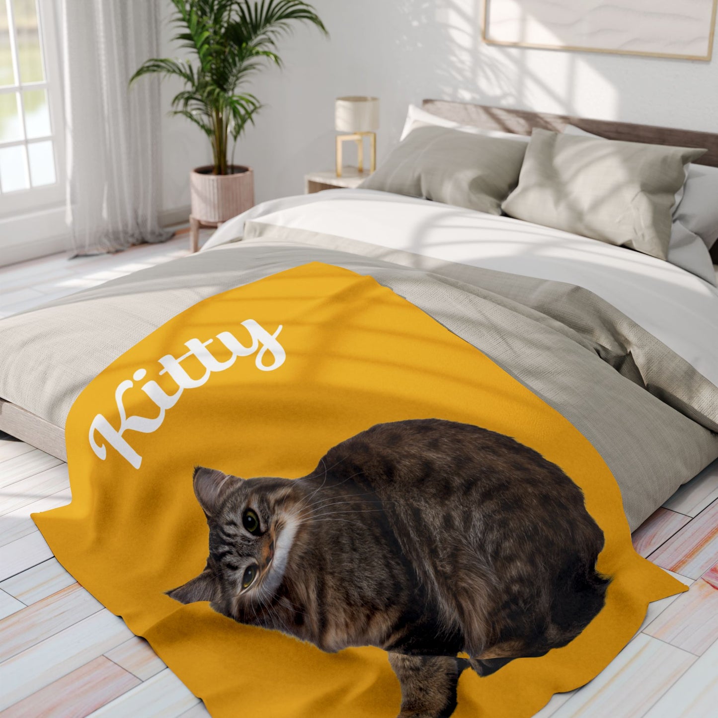 Custom Cat Photo Fleece Blanket - Brown