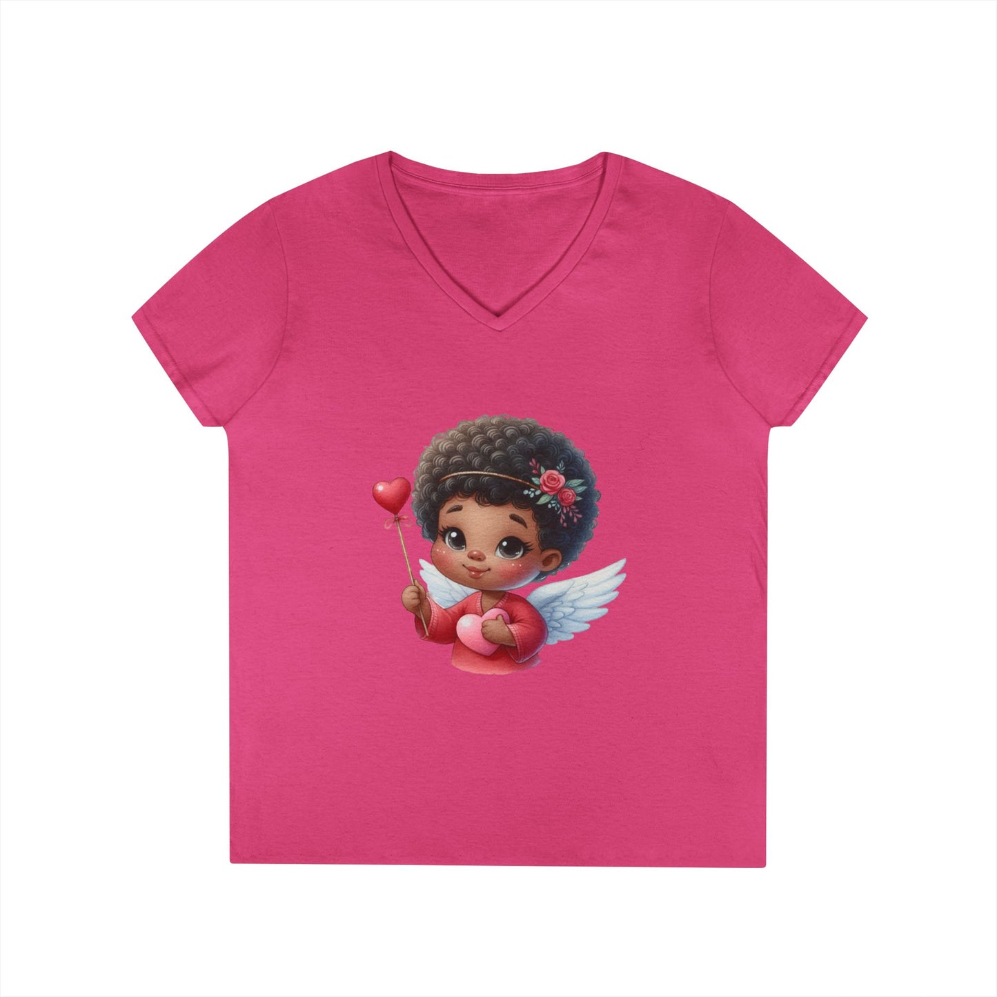 African America Baby Cupid 5 - Ladies' V-Neck T-Shirt