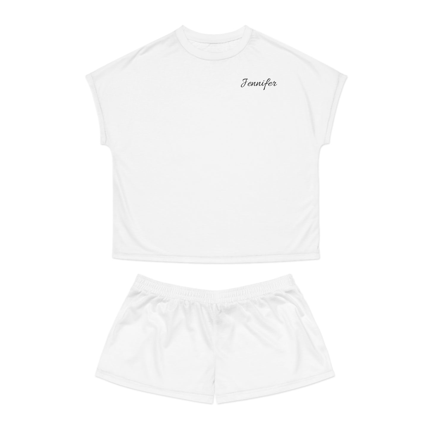 Personalized Silky Bride/Bridesmaids Short Pajamas - White