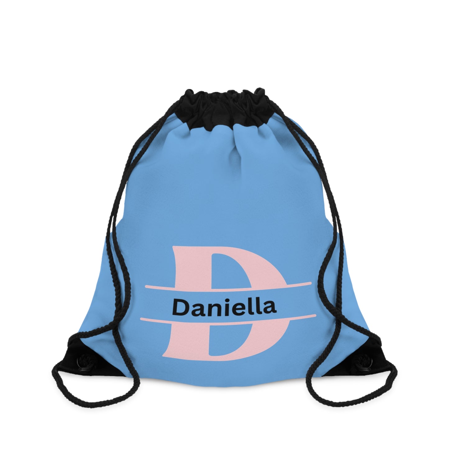 Blue Monogrammed Girls Drawstring Bag