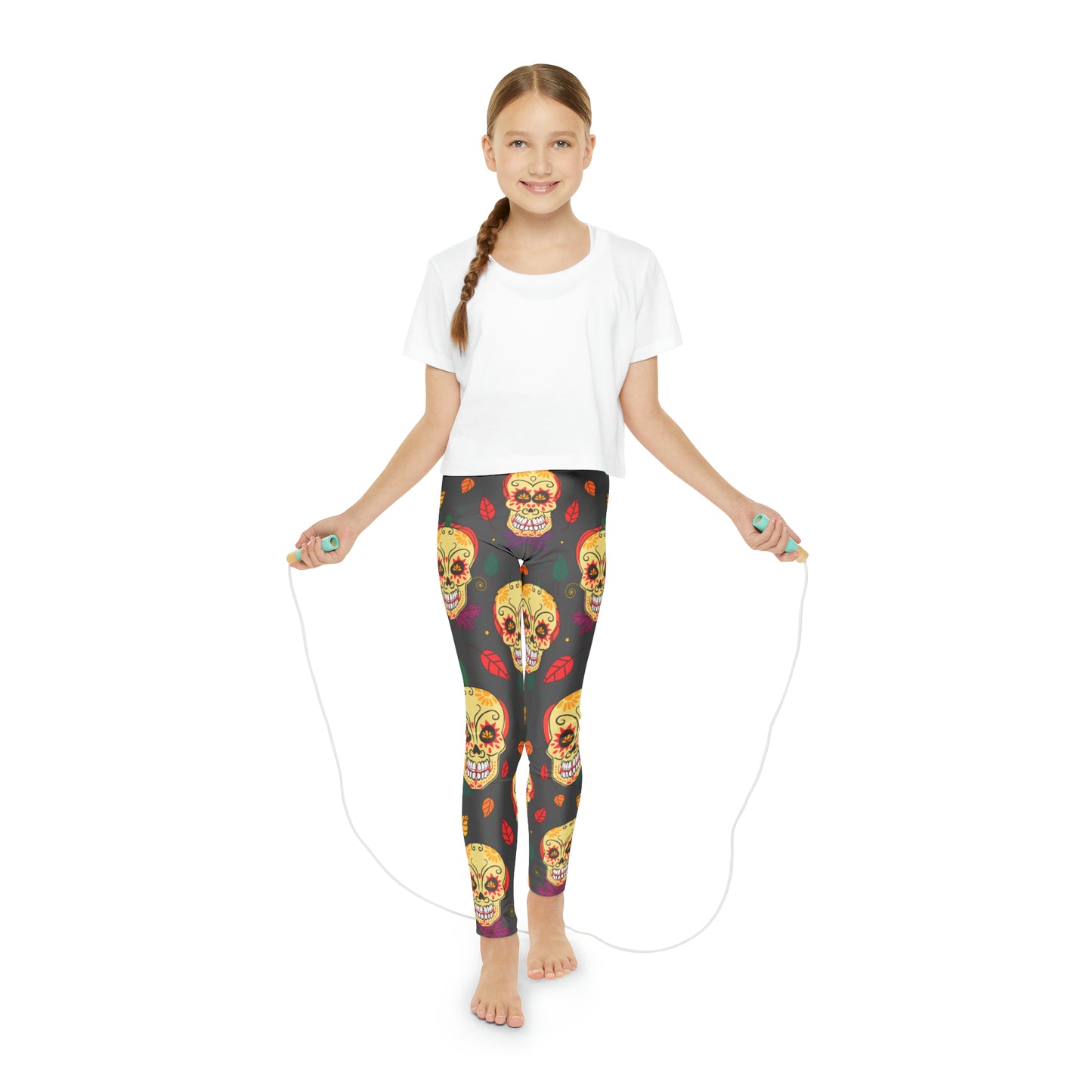 Girl's Pumkin Skull Full-Length Leggings