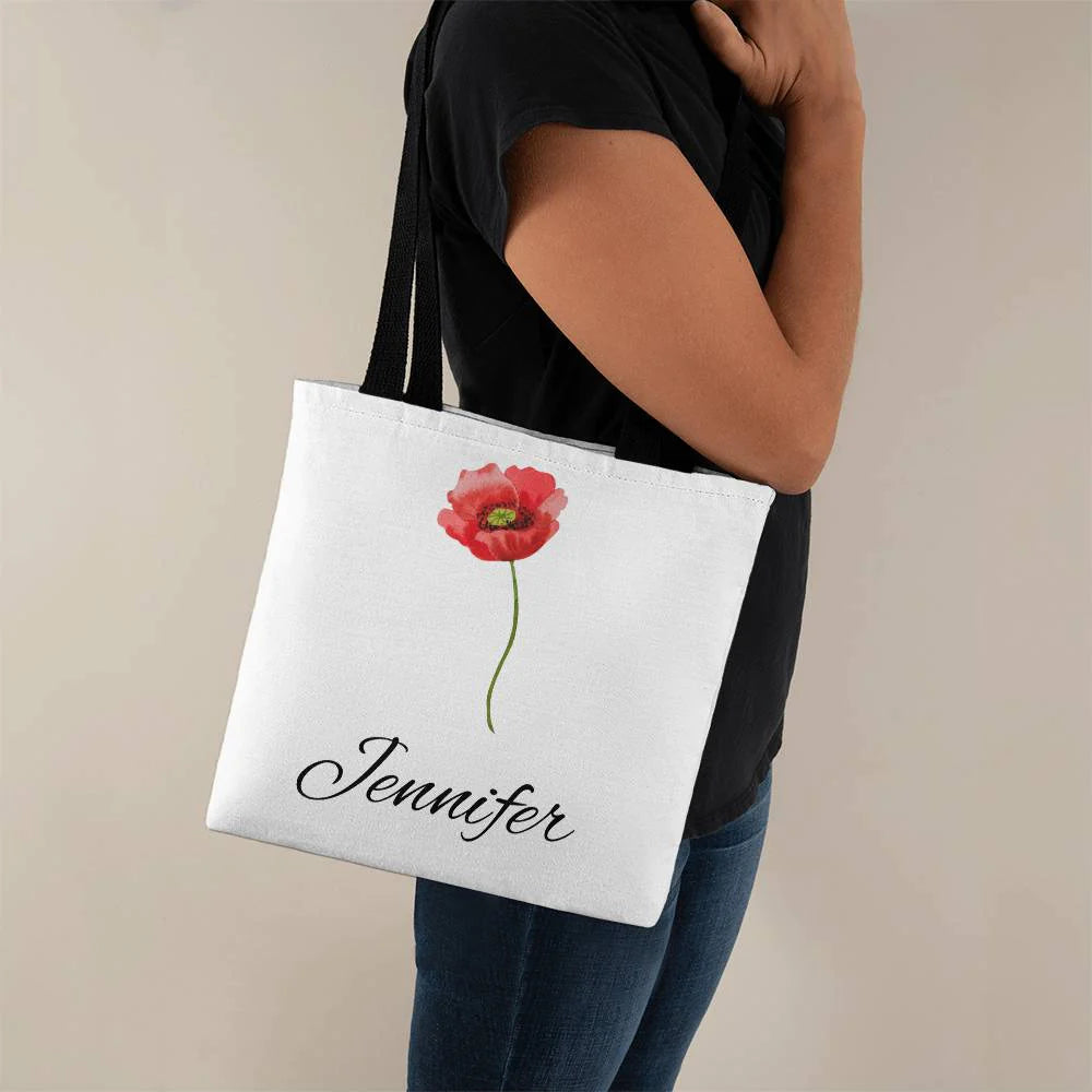 Birth Month Flower Tote & Make Up/Cosmetic Bag Bundle