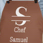 Chef Samuel - Brown Personalized - Chef Split Initial Apron