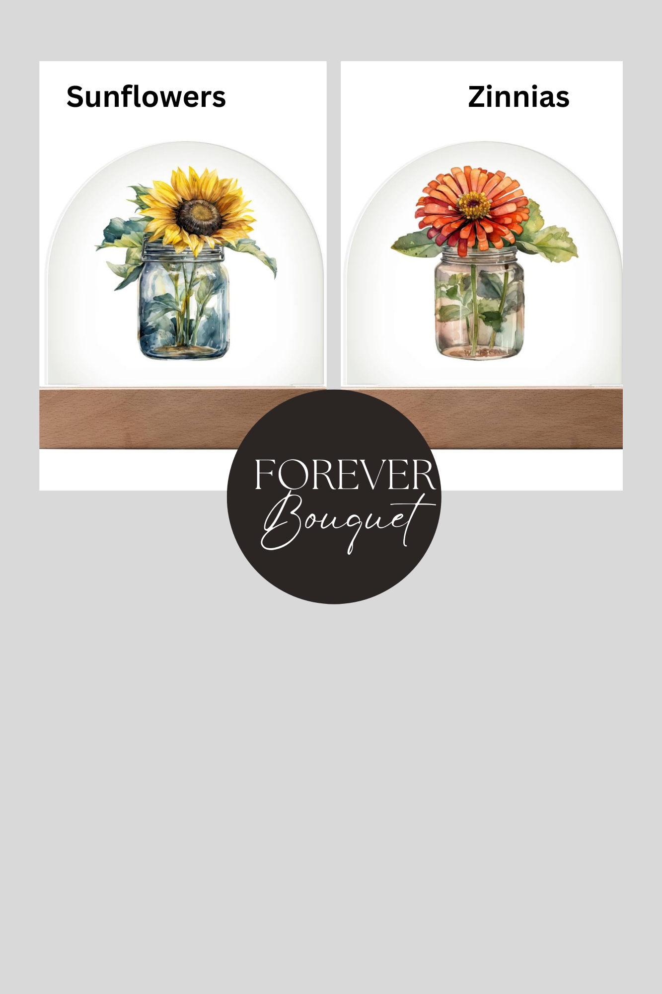 Zinnias in a Jar Flowers In A Jar Domed Forever Bouquet Acrylic Plaque & Night Light