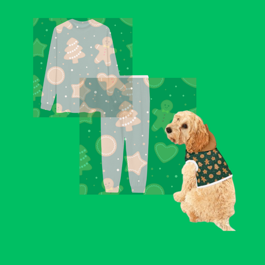 Ginger Bread Man Unisex Pajama Set with Matching Pet Hoodie