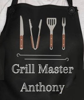 Personalized Grill Master Apron For Husband, Father, Grandfather, Soulmate or Your Man - Black