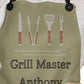 Personalized Grill Master Apron For Husband, Father, Grandfather, Soulmate or Your Man - Olive