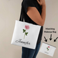 Personalized Birth Month Flower Classic Canvas Tote Bag with Matching Makeup Bag