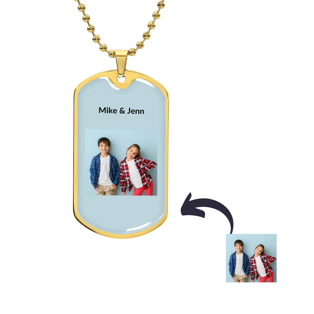 Custom Personalized Dog Tag Necklace with Your Picture, Kids Picture or Family Photo