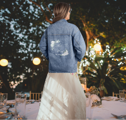 Personalized Custom Floral Bridal Denim Jean Jacket