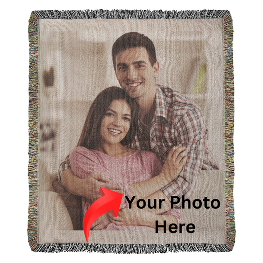 Custom Couples Photo Woven Blanket For Valentine, Wedding and Anniversary