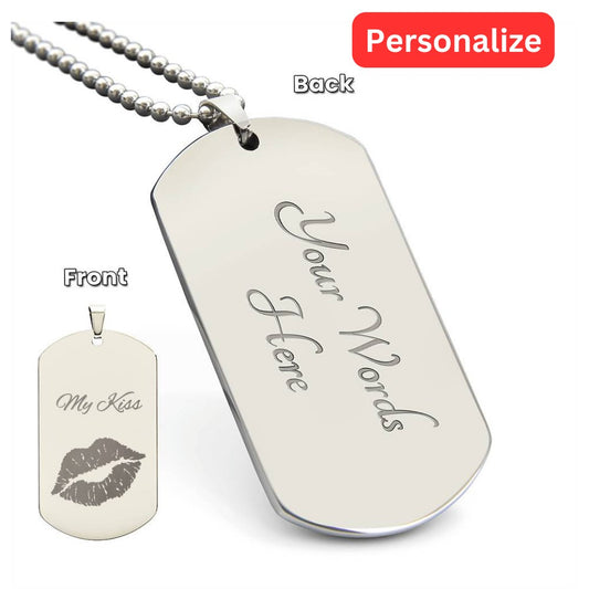 Personalized Engraved Dog Tag Necklace Sealed With My Kiss