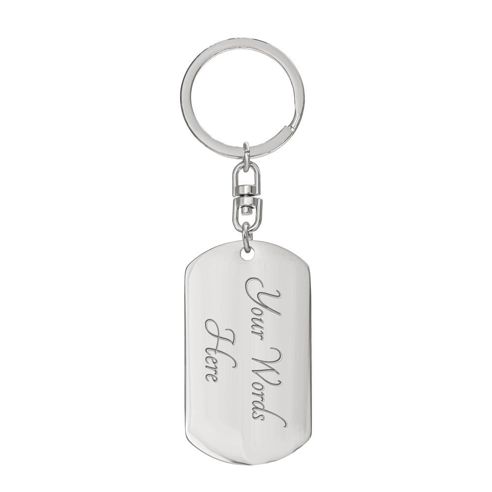 Personalized BADASS WIFE BLUE CROWN - DOG TAG SWIVEL KEYCHAIN